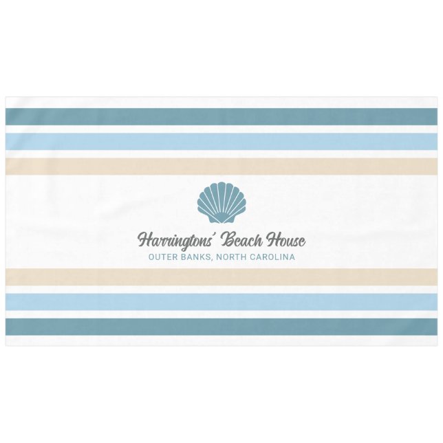 Custom Name & Location Beach House Tablecloth (Front (Horizontal))