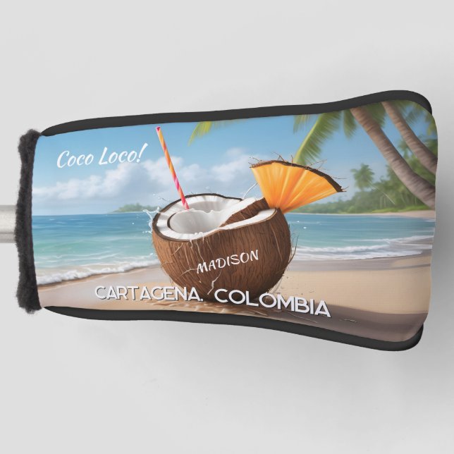 Custom Name & Location Coco Loco Golf Head Cover (Front)