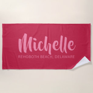 Custom name, location & colour beach towel