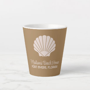 Custom Name, Location & Colour Seashell Latte Mug