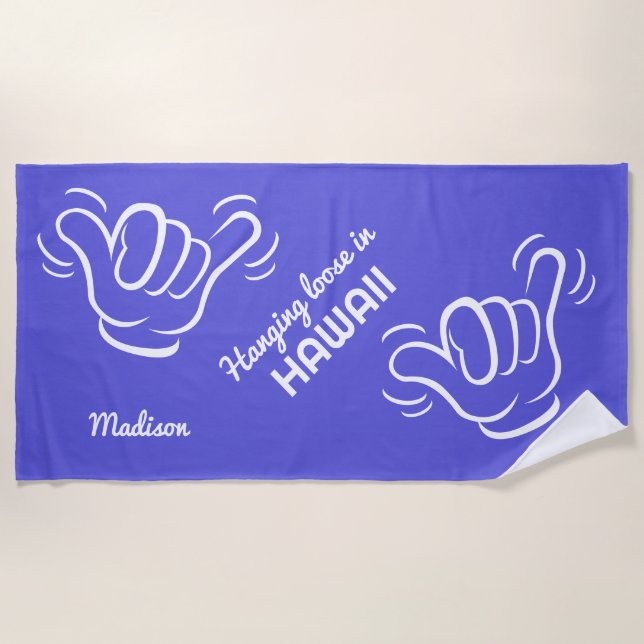 Custom Name, Location & Colour Shaka Beach Towel (Front)