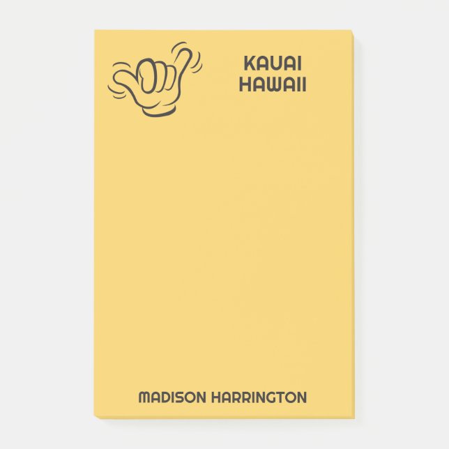 Custom Name, Location & Colour Shaka Post-it Notes (Front)