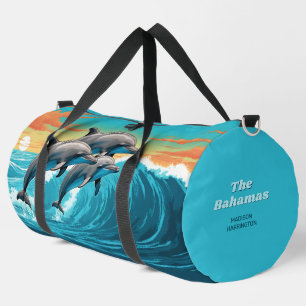 Custom Name & Location Dolphin Duffle Bag
