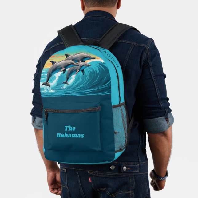 Custom Name & Location Dolphin Printed Backpack (Insitu (Model))