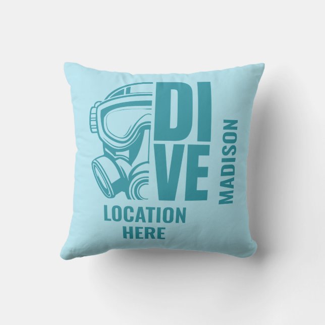 Custom Name & Location Scuba Diving Cushion (Back)