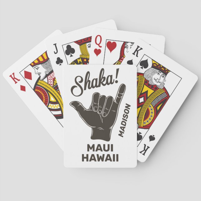 Custom Name & Location Shaka Playing Cards (Back)