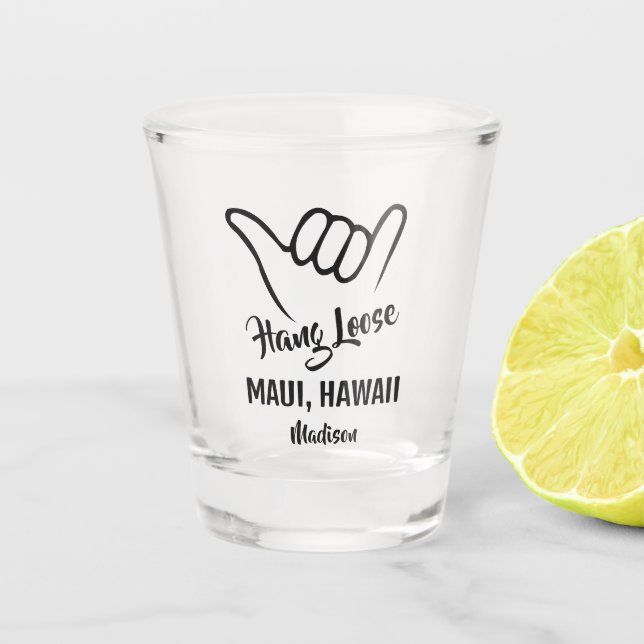 Custom Name & Location Shaka Shot Glass (Front)