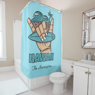 Custom Name & Location Surf Shaka Shower Curtain