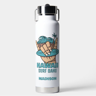 Custom Name & Location Surf Shaka Water Bottle
