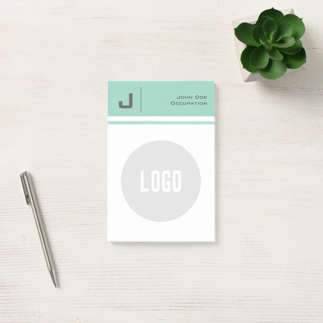 Custom Name & Logo Clean Simple Minimalist Teal Post-it Notes (Office)