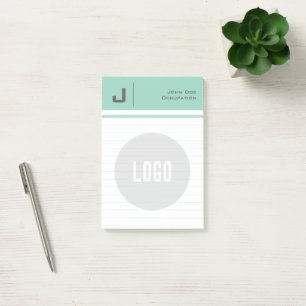 Custom Name & Logo Clean Simple Minimalist Teal Post-it Notes