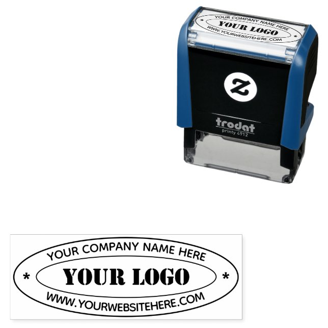 Custom Name Logo Website Oval Self-inking Stamp (In Situ)