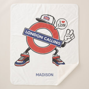 Custom Name London Calling Sherpa Blanket