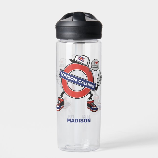 Custom Name London Calling Water Bottle (Front)