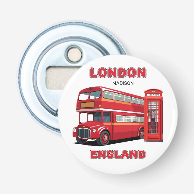 Custom Name London England Bottle Opener (Front)