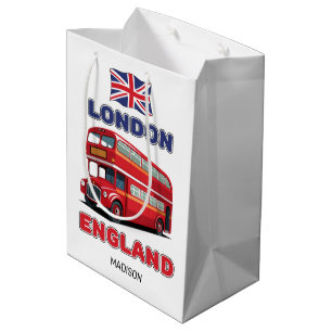 Custom Name London England Medium Gift Bag