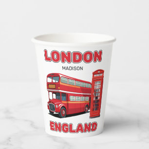 Custom Name London England Paper Cups