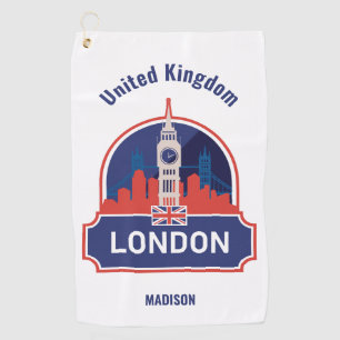 Custom Name London Golf Towel