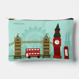 Custom Name London Illustration Accessory Pouch