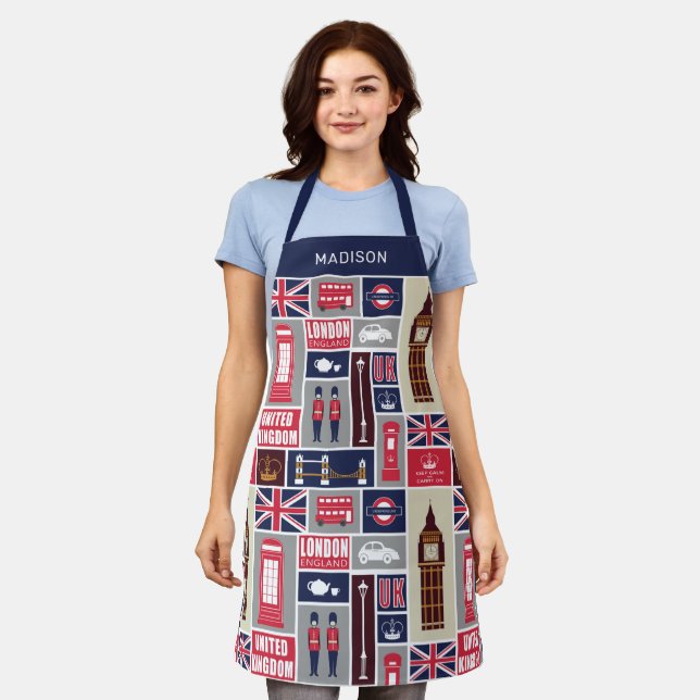 Custom Name London UK Icons Apron (Worn)