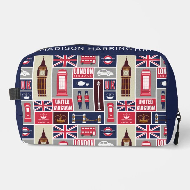 Custom Name London UK Icons Dopp Kit (Front)