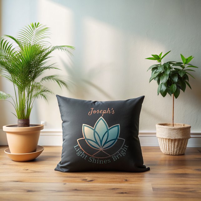 Custom Name Lotus Graphic - [NAME] Shines Bright  Cushion (Creator Uploaded)