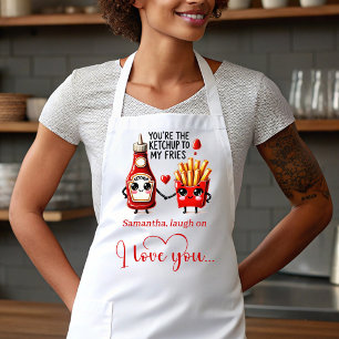 Custom Name Love Apron Funny Cartoon Food Art