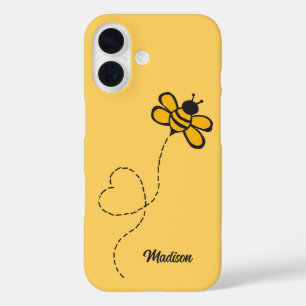 Custom Name Love Bee iPhone 16 Case