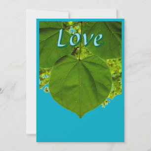 Custom Name Love Green Heart Leaf Photo Holiday Card