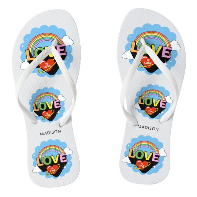 Custom Name "Love Is Love" Jandals (Footbed)