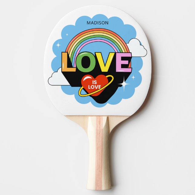Custom Name "Love Is Love" Ping Pong Paddle (Front)