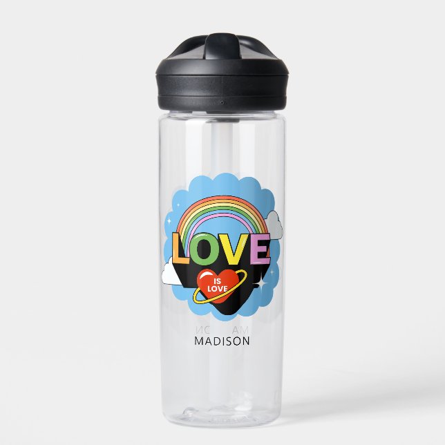 Custom Name "Love Is Love" Water Bottle (Front)