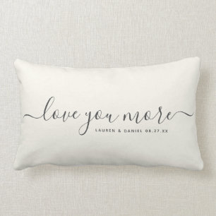 Custom Name Love you More Valentine's Day Newlywed Lumbar Cushion