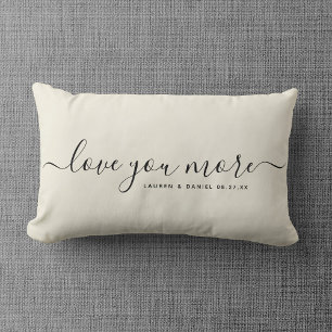 Custom Name Love you More Valentine's Day Newlywed Lumbar Cushion