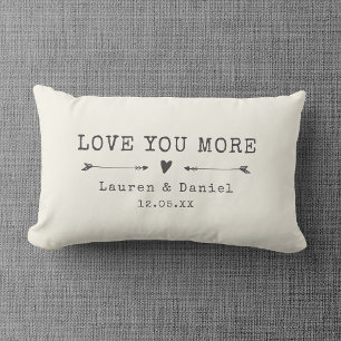 Custom Name Love you More Valentine's Day Newlywed Lumbar Cushion