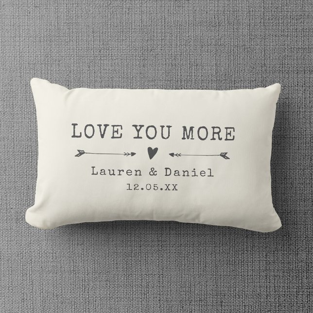 Custom Name Love you More Valentine's Day Newlywed Lumbar Cushion (Creator Uploaded)