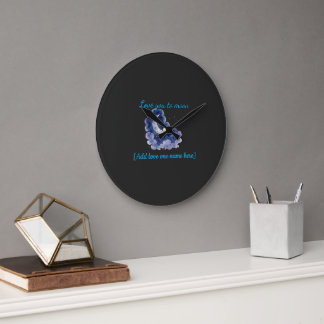 Custom Name Love You to the Moon Watercolor Moon a Large Clock
