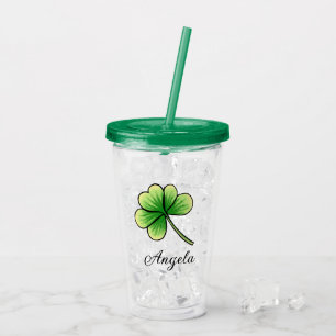 Custom Name Lucky Clover St. Patrick's Day Acrylic Tumbler