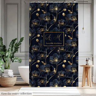 Custom Name Lux Botanical Flower Design Shower Curtain