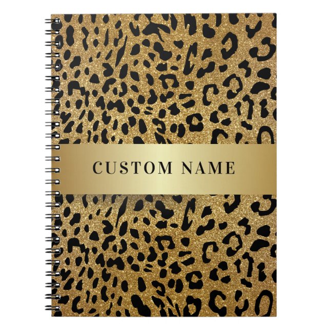 Custom Name Luxury Leopard Animal Print Notebook (Front)