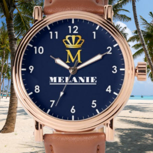 Custom Name Luxury Royal Elegant Monogran Watch