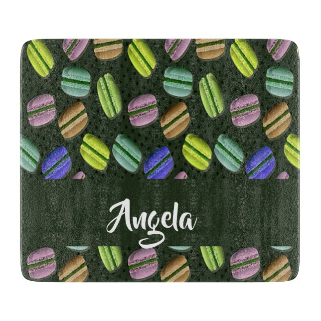 Custom name macaron pattern cutting board (Front)