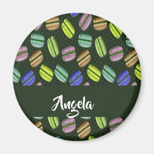 Custom name macaron pattern magnet