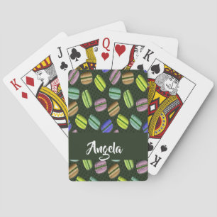 Custom name macaron pattern playing cards