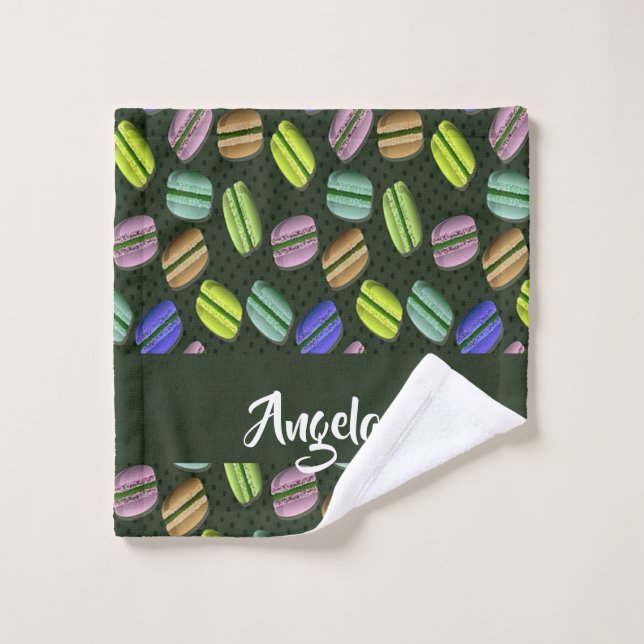 Custom name macaron pattern wash cloth (Wash Cloth)