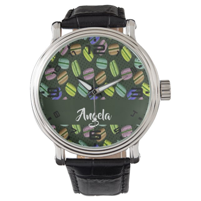 Custom name macaron pattern watch (Front)