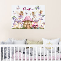 Custom Name Magic Fairies Pink Mushrooms