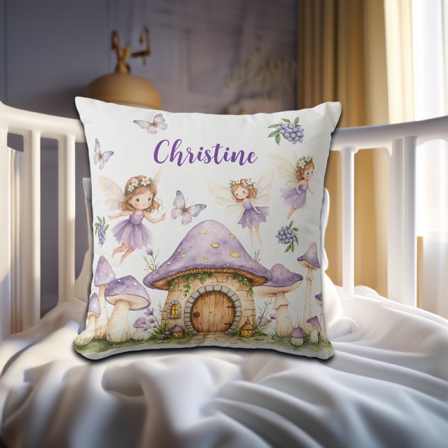 Custom Name Magic Fairies Purple Garden Cushion (Creator Uploaded)