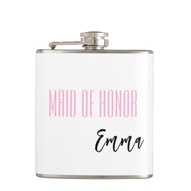 Custom Name Maid Of Honour Flask (Front)