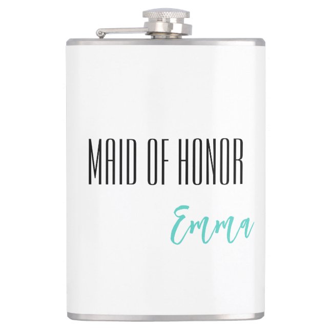 Custom Name Maid Of Honour Flask (Front)